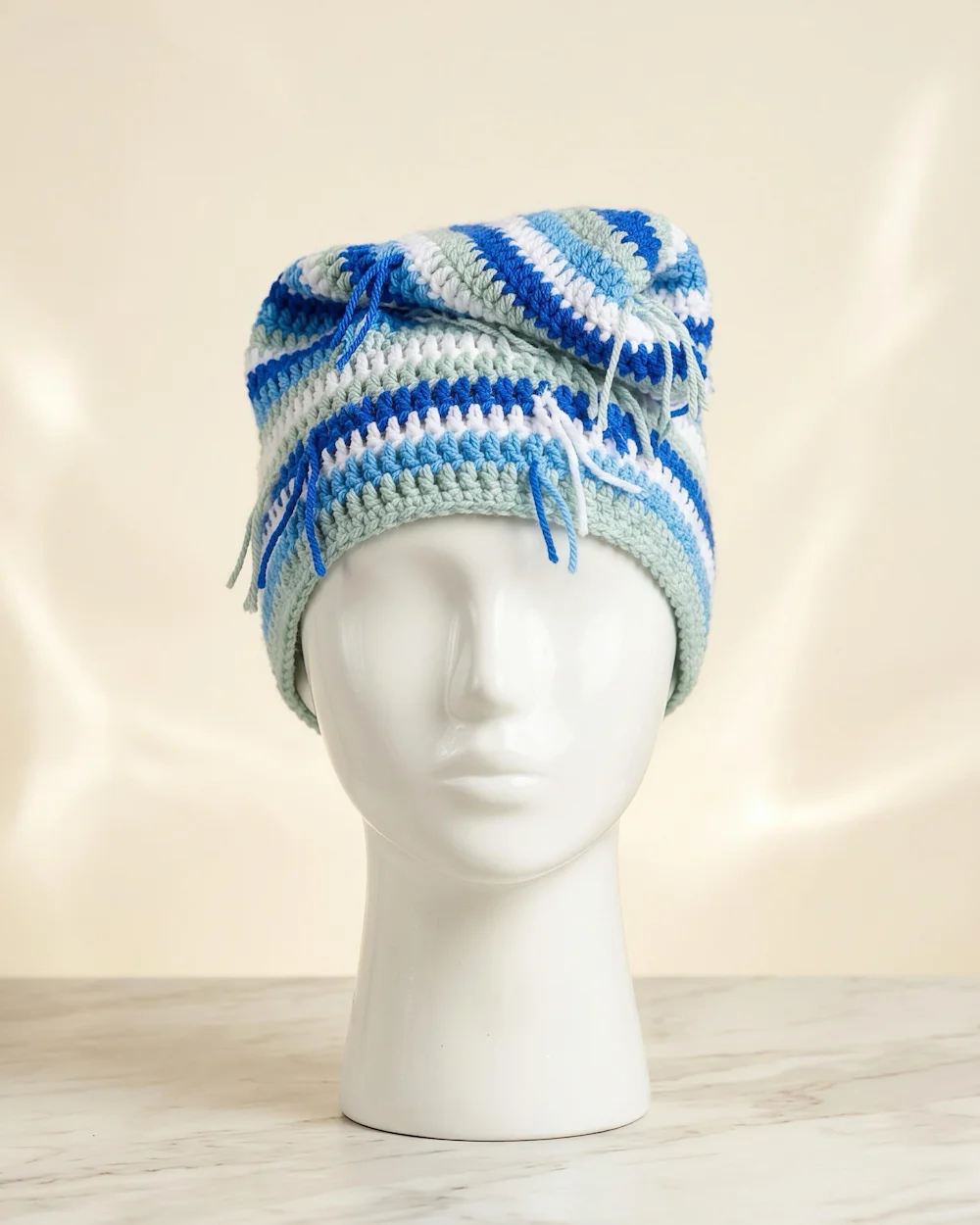 the tassel texture slouchy beanie